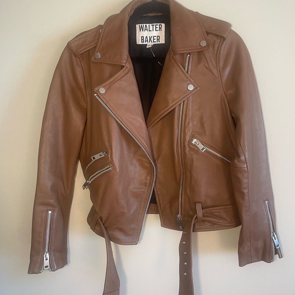 Walter Baker brownLeather Biker Jacket